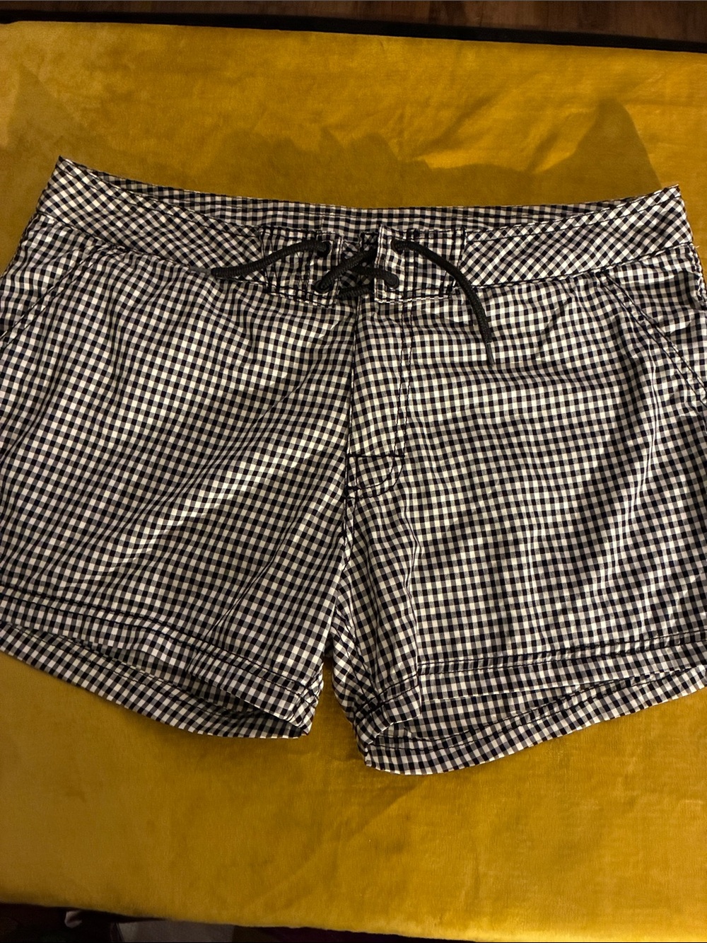 H&M Black and White Gingham Drawstring Shorts